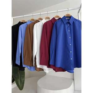 Chemise en popeline oversize classique Sobe pour femme, boutonnée, style simple au quotidien, couleur unie, manches longues - Product Image 3