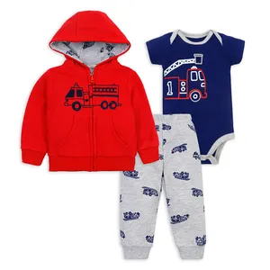 Baby Boy 3 PCS Clothes 3 6 Months Toddler Hooded Outfits 12 18M Contrast Color Hoodie Sweatpants Infant Clothing