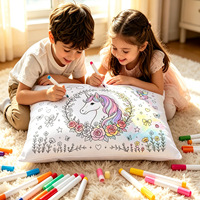 Taie d'oreiller à colorier soi-même, tissu blanc, marqueurs, thème spatial, design animal moderne, à personnaliser, cadeau parent-enfant, taie d'oreiller OEM