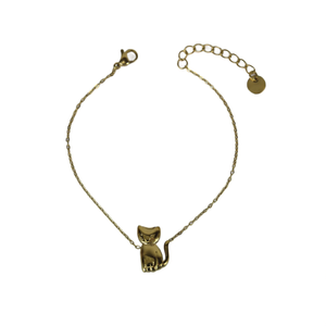 Pulsera de Moda con Dijes, Chapada en Oro, Acero Inoxidable 316L, Colgante de Gato, Joyería Sostenible y Resistente para Mujer - Product Image 2
