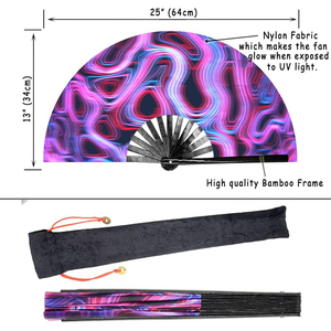 Abanicos de mano de nailon y seda para boda, luz UV plegable de bambú para baile, 13 pulgadas, impresionante, nuevo estilo, personalizado - Product Image 2