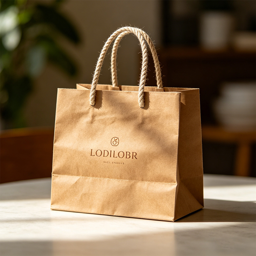 Waterproof Brown Paper Bags With Handles, Kraft Shopping Bags, Custom Paper Bags With Logo