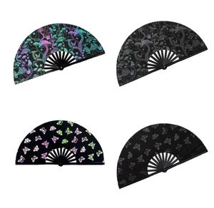 Éventail pliant Kung Fu 27 cm/33 cm en PVC avec film laser, pour performance, photographie, cadeaux, accessoires, artisanat, scène, fête, danse, 7 couleurs - Product Image 3