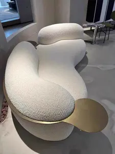 İskandinav ışık lüks oturma odası kanepe yaratıcı minimalist kuzu kadife resepsiyon kanepe güzellik salonu kanepe köşe masa ile