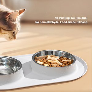 Tazón Doble para Comida y Agua para Mascotas, Ecológico, de Acero Inoxidable, Material PP, Forma Cuadrada, Diseño Personalizable, Venta al Por Mayor - Product Image 1