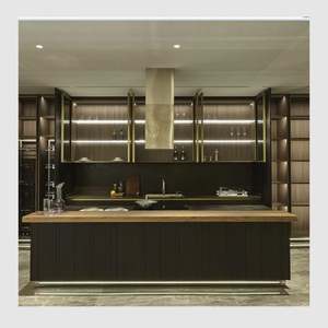 Meubles de cuisine de luxe modernes et écologiques, ignifuges, résistants à l'eau, en bois massif, MDF et panneaux en acier inoxydable, vente en gros - Product Image 3