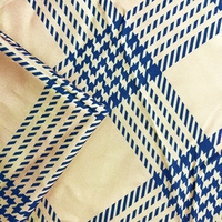Tissu imprimé numérique à carreaux pied-de-poule beige et bleu marine classique, motif vintage pour chemisiers, costumes, jupes et vestes