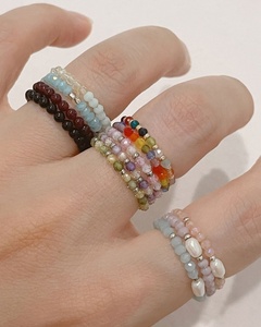 Bohemia Style Mixed Color Healing Crystal Beads <b>Rings</b> Small Flower Rice Bead Design Women Elastic <b>Ring</b> New Jewelry for Winter - Product Image 6