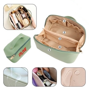 Stylish Convenient Eco-Friendly Sonfic PU for Toiletry <b>Bag</b> <b>Large</b> Capacity Water Resistant Portable Zipper Closure Logo - Product Image 2