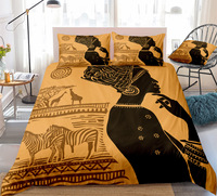 Literie de belles pièces d'impression 3d de luxe ensembles de housse de couette ensemble de literie en microfibre de style africain