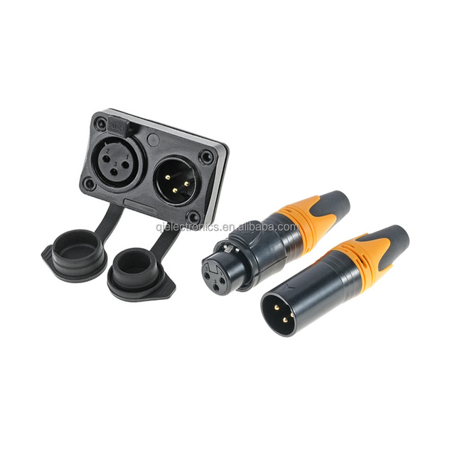 IP65 Waterproof Gold-plated XLR Connectors 3pin & 5pin Panel Mount Socket XLR Male and Female Sockets