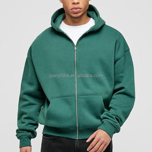 Custom Zip up <b>Bulk</b> Baggy Hoodies for Men Streetwear Oversize 100% Cotton Boxy Cropped Zip up Hoodie Manufacturers - Product Image 1