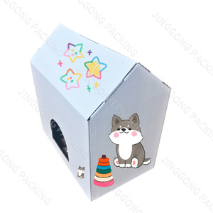 Caja <span class=keywords><strong>de</strong></span> cartón corrugado <span class=keywords><strong>de</strong></span> color <span class=keywords><strong>de</strong></span> cartón con forma personalizada reciclable para techo <span class=keywords><strong>de</strong></span> leche kraft para gatos, casa <span class=keywords><strong>de</strong></span> mascotas con logotipo personalizado - Product Image 1