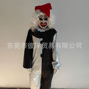 Disfraz de payaso de Halloween, mono en blanco y negro, talla única, para actuaciones en escenario, cosplay para adultos - Product Image 3