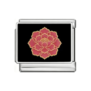 Black <strong>Background</strong> Plant Peony Lotus Stainless Steel Square Pendant Modular Bracelet DIY Accessories Jewelry Wholesale - Product Image 5