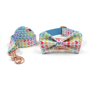 Set Pettorina per <span class=keywords><strong>Cani</strong></span> con Stampa Cuori Colorati, Collare, Guinzaglio, Papillon e Porta Sacchetti Igienici, Personalizzabile con Logo Inciso - Product Image 5