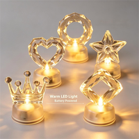 Bougies LED sans flamme multi-formes (Fleur, Cœur, Étoile, Couronne) – Résistantes au vent, à commande par bouton, pour comptoir, anniversaire, mariage, bar, fête