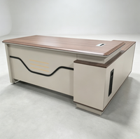 Scrivania Direzionale Moderna a L, Grande Scrivania Esecutiva di Lusso in Legno per Direttore Generale, CEO, Ufficio Amministrativo