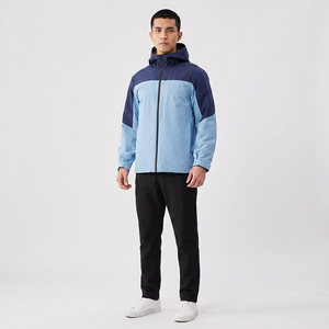 Hot Selling Winter Two Tone Design Thickened <b>Warm</b> Fabric <b>Jacket</b> With Hood Zipper Pocket Windbreaker <b>Jacket</b> <b>Men</b> - Product Image 1