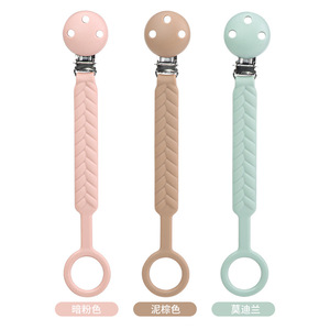 โซ่จุกนมหลอกเด็ก ซิลิโคนเกรดอาหาร ของเล่นกัดแทะ ป้องกันการสูญหาย แบบตรง สำหรับเด็ก 0-12 เดือน - Product Image 2