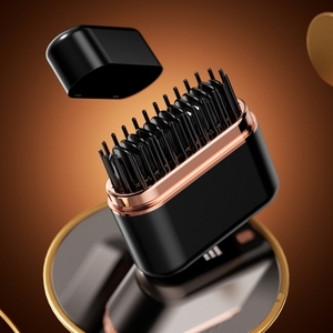 Dual-Use Mini <b>Wireless</b> Electric Hair Brush New Portable Lazy Roll <b>Straightener</b> with Heating Charging Brush Straight Hair Comb - Product Image 1