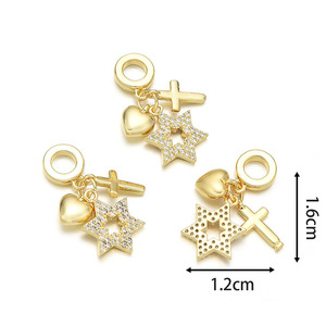 Dijes Colgantes de Plata Chapada en Oro de 18K con Triple Circonita Cúbica, Diseño de Cola de Ballena, Estrella, Concha, Tortuga, Sol y Corazón, para la Creación de Joyas - Product Image 6