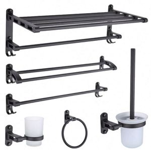 WEKIS Single <b>Pole</b> Bathroom Towel Rack with Free Perforated Ring Space Aluminum Metal Design - Product Image 1