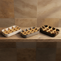 Porte-savon de salle de bain en fibre de bambou, design moderne et luxueux, écologique, OEM