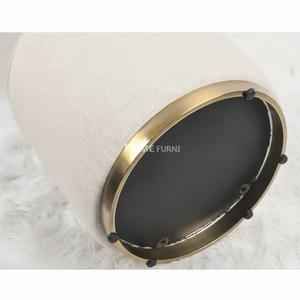 เก้าอี้ออตโตมันทรงกลมทำจากโฟมเคลือบทองโครงไม้สนและไม้อัดทำจากสแตนเลส - Product Image 1