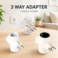 Adaptateur de voyage Schuko professionnel 3 voies, cube compact, multiprise murale 16A 250V 3 prises pour la maison, le bureau, la chambre d'hôtel