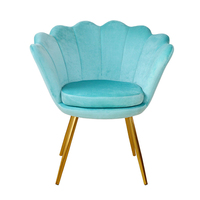 Fauteuils en velours vert paon avec accent pétale de fleur mobilier de salle à manger et de salon pour chambre à coucher