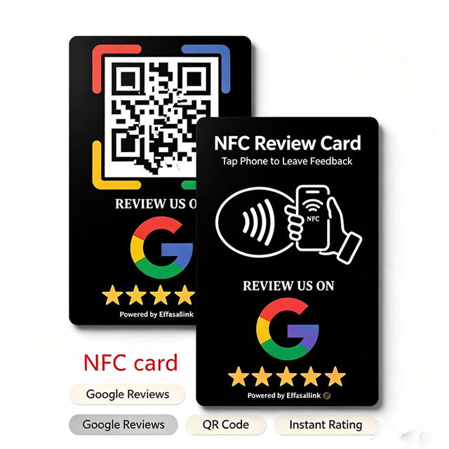 Custom NFC Google Review Card PVC Tap to Review QR Code Tabletop Stand Sticker for Local Business Customer Feedback