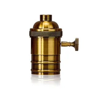 Retro Vintage Copper Lamp holder Light Bulb Socket Brass Lampholder With Switch