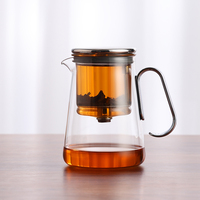 Théière en verre BP19, résistante à la chaleur, en borosilicate, avec couvercle rotatif magnétique, poignée, filtre, verrerie de haute qualité, préparateur de thé facile