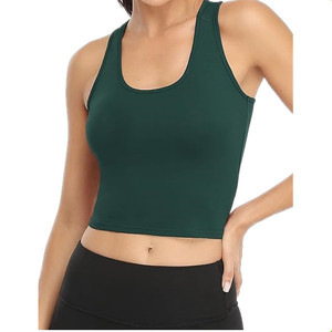 Canottiera Racerback in cotone da donna per Yoga e sport canottiera corta <span class=keywords><strong>con</strong></span> decorazione in <span class=keywords><strong>pizzo</strong></span> in tessuto a maglia - Product Image 3