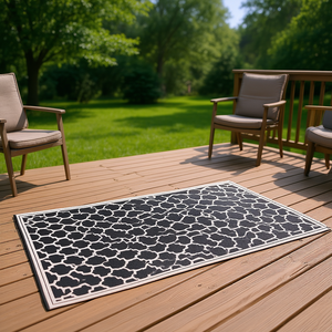 Alfombra Reversible para Exteriores DB 9x18, Negra y Beige, de Plástico y Paja, para Patio, Terraza y Camping - Product Image 2