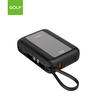 Paquete de energía portátil personalizado Cargador móvil de litio al por mayor LCD Carga rápida PD 20W Banco de energía Delgado 20000mAh con cable