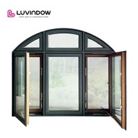 Ventana de Madera con Marco de Aluminio de Diseño Moderno, con Arco Superior, Ventanas Abatibles de Madera, Aislamiento Térmico, Forma Especial