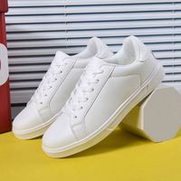 Baskets blanches grande taille pour hommes et femmes - Chaussures décontractées en cuir PU imperméable et résistant, style athlétique tendance en promotion