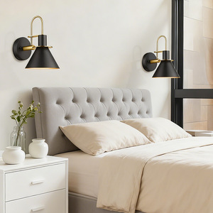 Lampes murales modernes en fer noir E27, commande par interrupteur LED, pour salon, chambre à coucher, entrée - Product Image 2