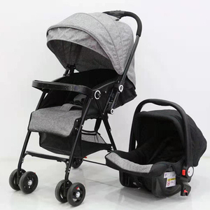 Poussette classique 3-en-1 pour bébé landau pliable avec siège à roues EVA inclus - Product Image 4