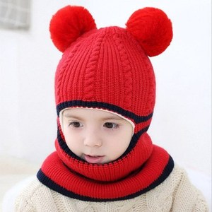 Chapeaux d'hiver pour enfants Oreilles Filles Garçons Enfants Bonnets chauds Ensemble écharpe <span class=keywords><strong>Bonnet</strong></span> bébé Enfant <span class=keywords><strong>Bonnet</strong></span> tricoté mignon pour fille garçon - Product Image 4