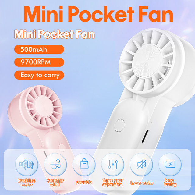 Rechargeable Handheld Cooling Fan Portable Custom Logo Pocket-sized Mini Cooling Fan