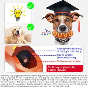 Funny Hot <b>Dog</b> Chewing Toy for <b>Dogs</b> Plastic Boredom Buster with Mustard Design Interactive Pet Toy - Product Image 3