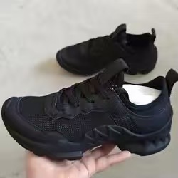 Zapatillas Deportivas Negras con Cordones de Malla, Transpirables, con Punta Redonda, Suela de Goma, Entresuela de EVA, para Todas las Temporadas - Product Image 2