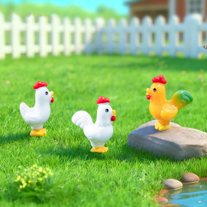 Mini Ornamenti in Resina a Forma di Gallo, Statuette di Animali da Fattoria in Miniatura, Polli per Giardino, Paesaggio con Muschio, Decorazioni Pasquali per la Casa, Artigianato Fai-da-Te - Product Image 6