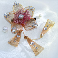 YouLaPan – pince à cheveux élégante pour mariée, avec fleur en dentelle simulée et pompon, accessoires de cheveux exquis pour femmes, pour banquets et danses, YXA204