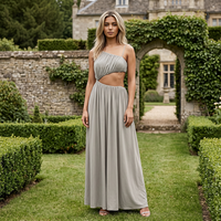 Robe de soirée longue sur mesure de luxe, style créateur, 100 % lin, écologique, teinte unie, taille naturelle