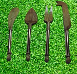 4 Pieces Brass Handle Acacia Wooden Cheese Knife Set Cheese Knives Set Cheese Set - Product Image 3