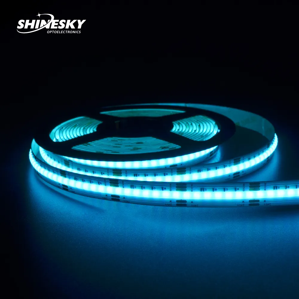 Shinesky Hot Selling Cob Strip 840Leds/M Rgbw Led Strip Licht 12/24V Hoog Lumen Cob Led Waterdichte Rgb Led Flexibele Lichtstrip